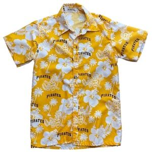 Pittsburgh Pirates Hawaiian Shirt Adult Small MLB Aloha Button Up Gold/ Yellow